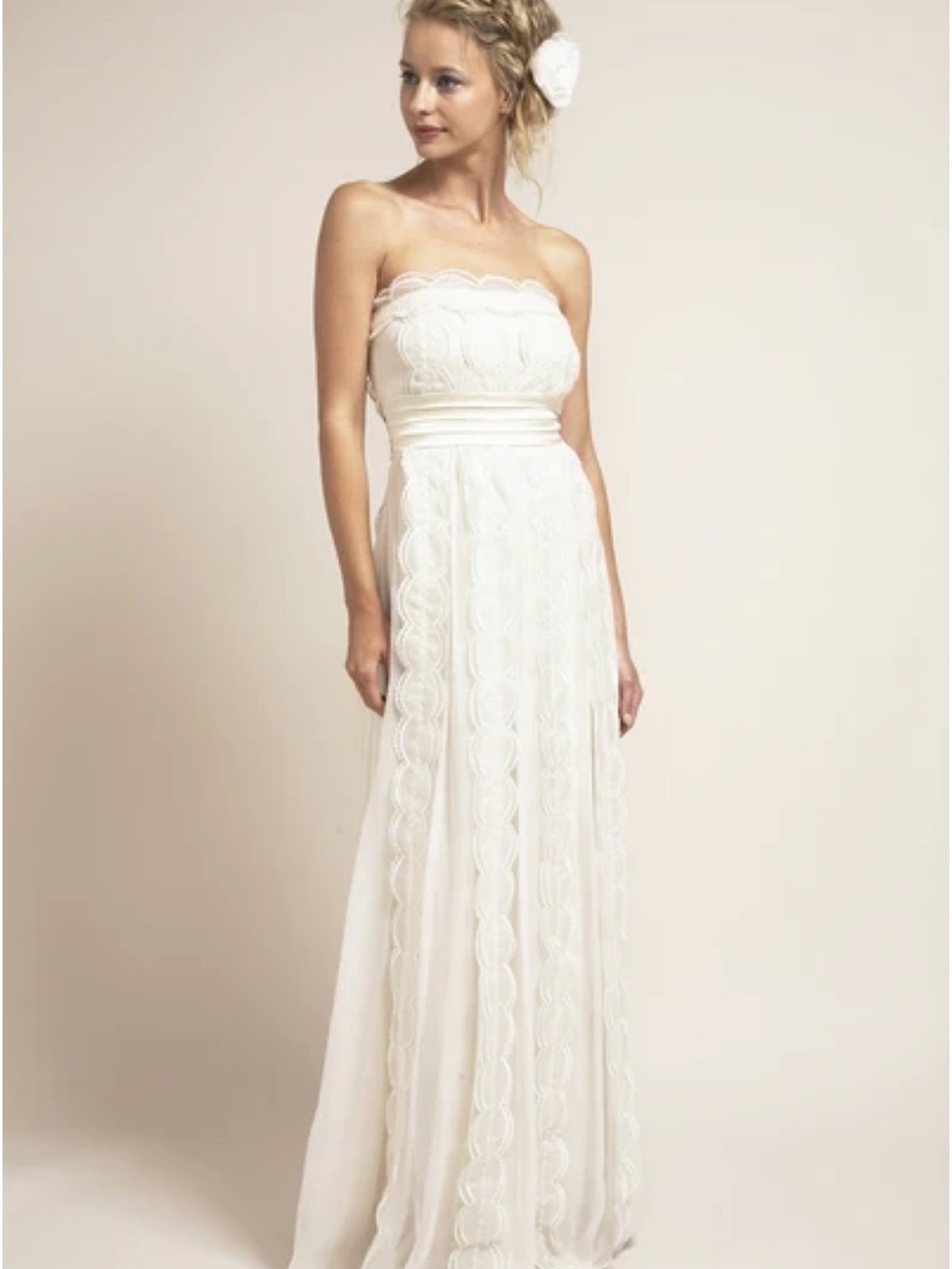 Saja Ethereal Strapless Lace Wedding Dress